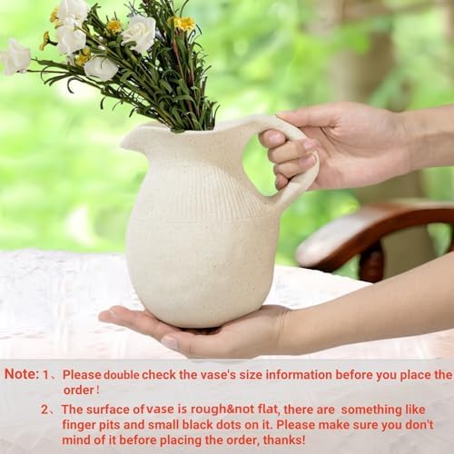 Brighomrom Farmhouse Ceramic Vase with Handle