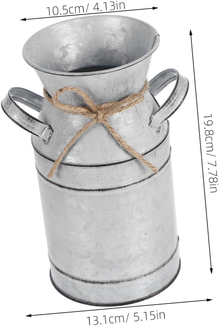 Rustic Metal Jug Vase for Flowers and Decor