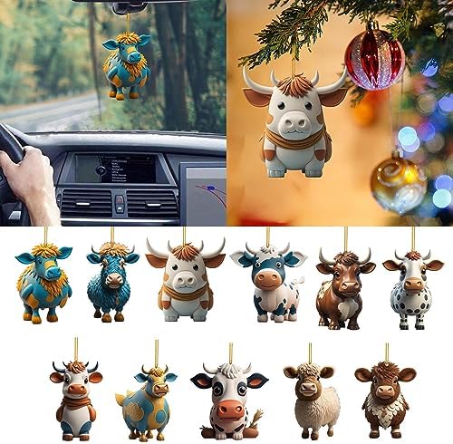 Lanema Playful 3D Cartoon Cow Car Pendant Decorations
