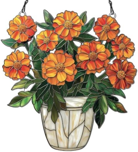 Widoteo Marigold Basket Acrylic Hanging Decor
