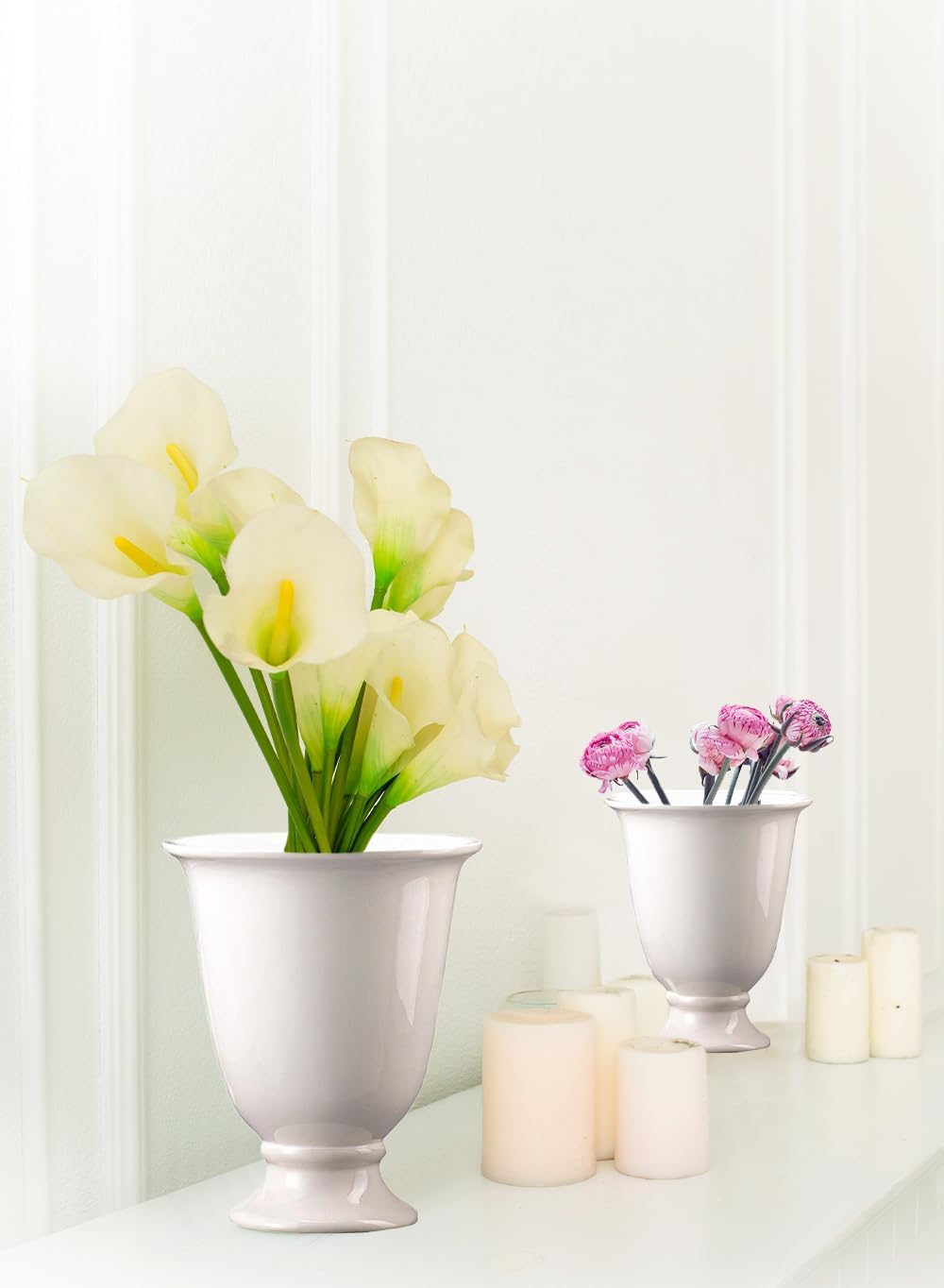 Serene Spaces Living Large White Porcelain Urn Vase