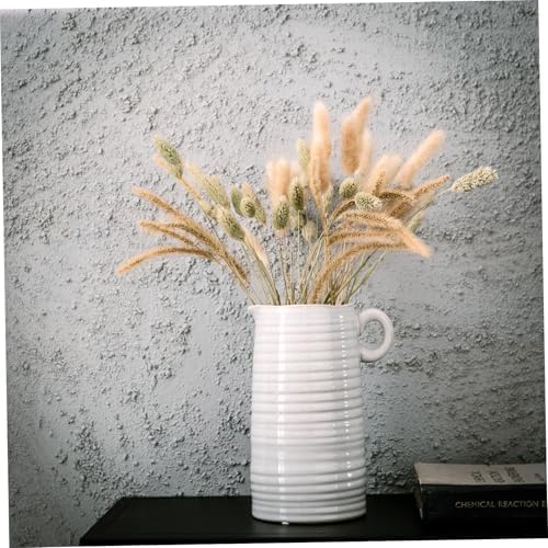 White Ceramic Vase 8 Inch Tall Modern Farmhouse Decor