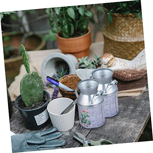 PRETYZOOM 3pcs Retro Tinplate Flower Vase with Handle