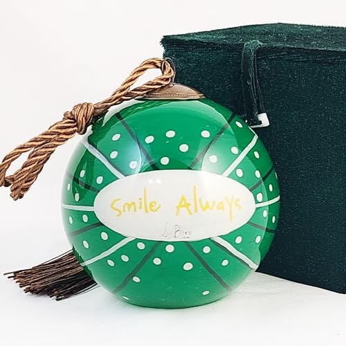 Raccoon Green Handcrafted Glass Ornament - Wildlife Art Collection
