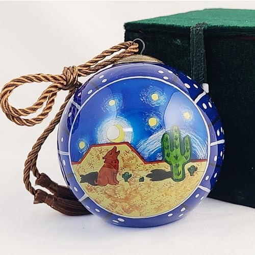 Cactus and Dog Fairyland Blue Glass Ornament