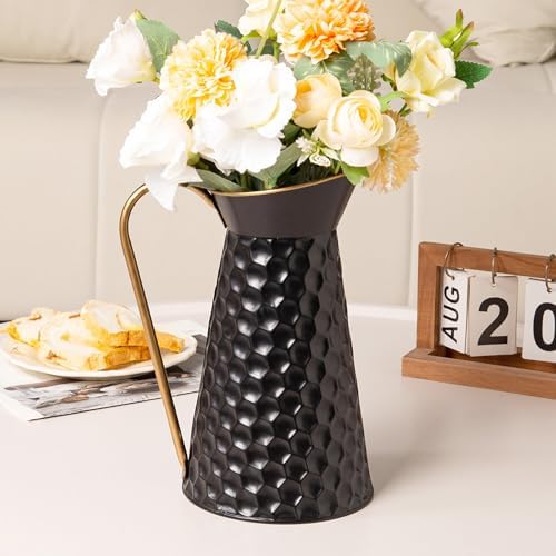 Elegant Black Metal Pitcher Vase for Home Dcor