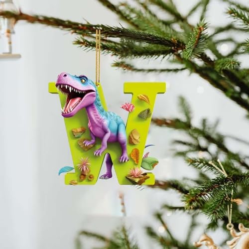 Christmas Dinosaur Acrylic Ornament Letters Decorative Hanging for Tree