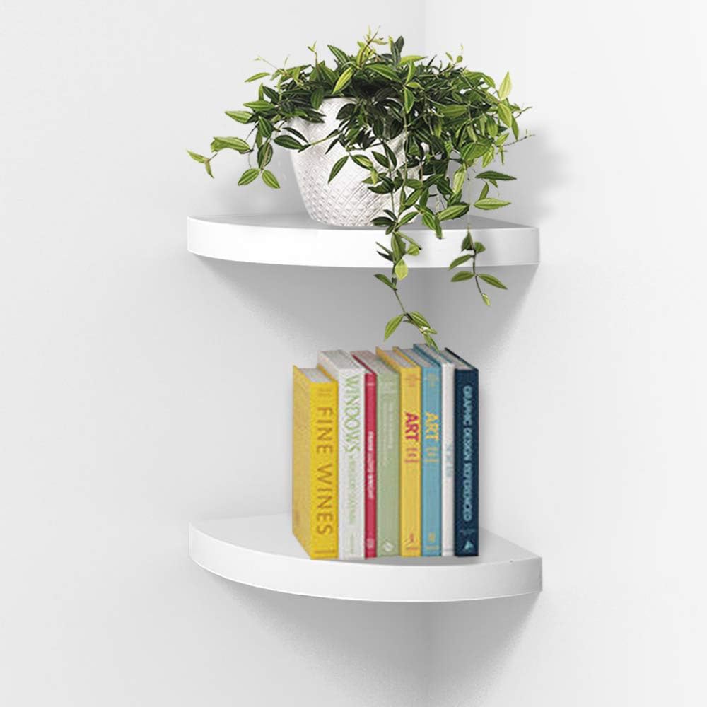 Ahdecor White Corner Shelves Set of 2