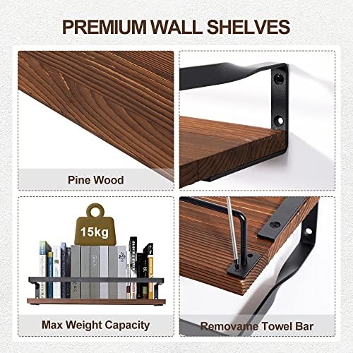 Uten Floating Shelves 8 Hooks Towel Holder