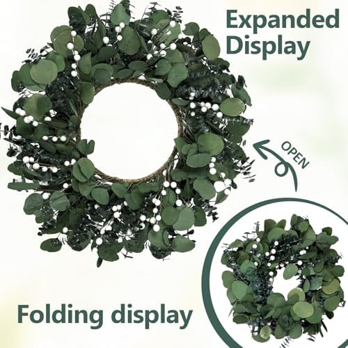 24 Inch Preserved Eucalyptus Wreath Green Decor