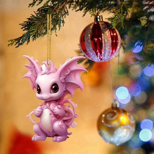 Generic Pink Dragon Christmas Tree Ornament Acrylic