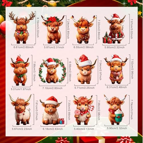 Wenqik 36 Pcs Wooden Christmas Cow Decor Set