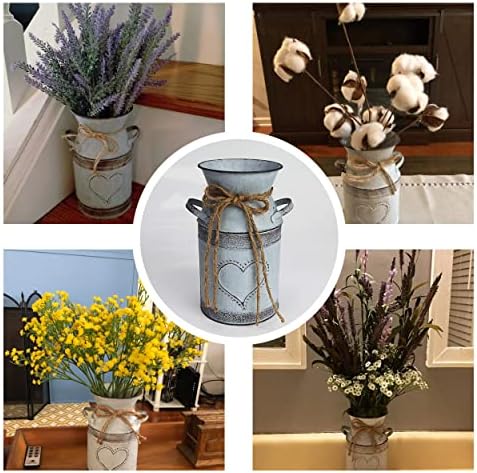 MISIXILE Vintage Galvanized Milk Can Flower Vase