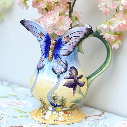 Large Ceramic Water Pitcher Flower Vase 9 Inches
