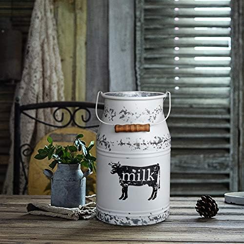 MISIXILE 11 Inch Galvanized Cow Milk Can Vase