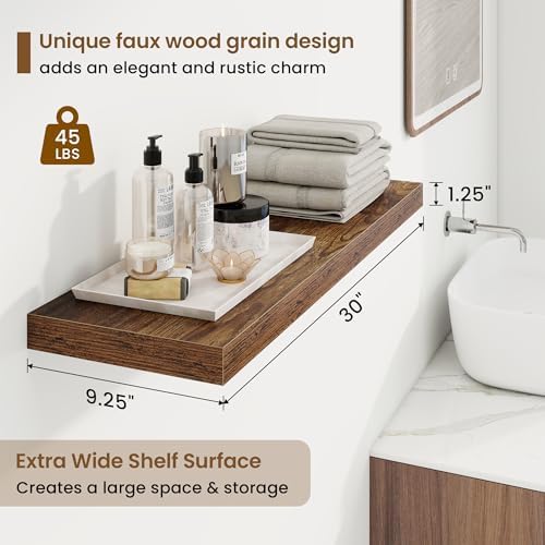 Marsmiles 30 Inch Floating Shelves 2 Pack Rustic Brown