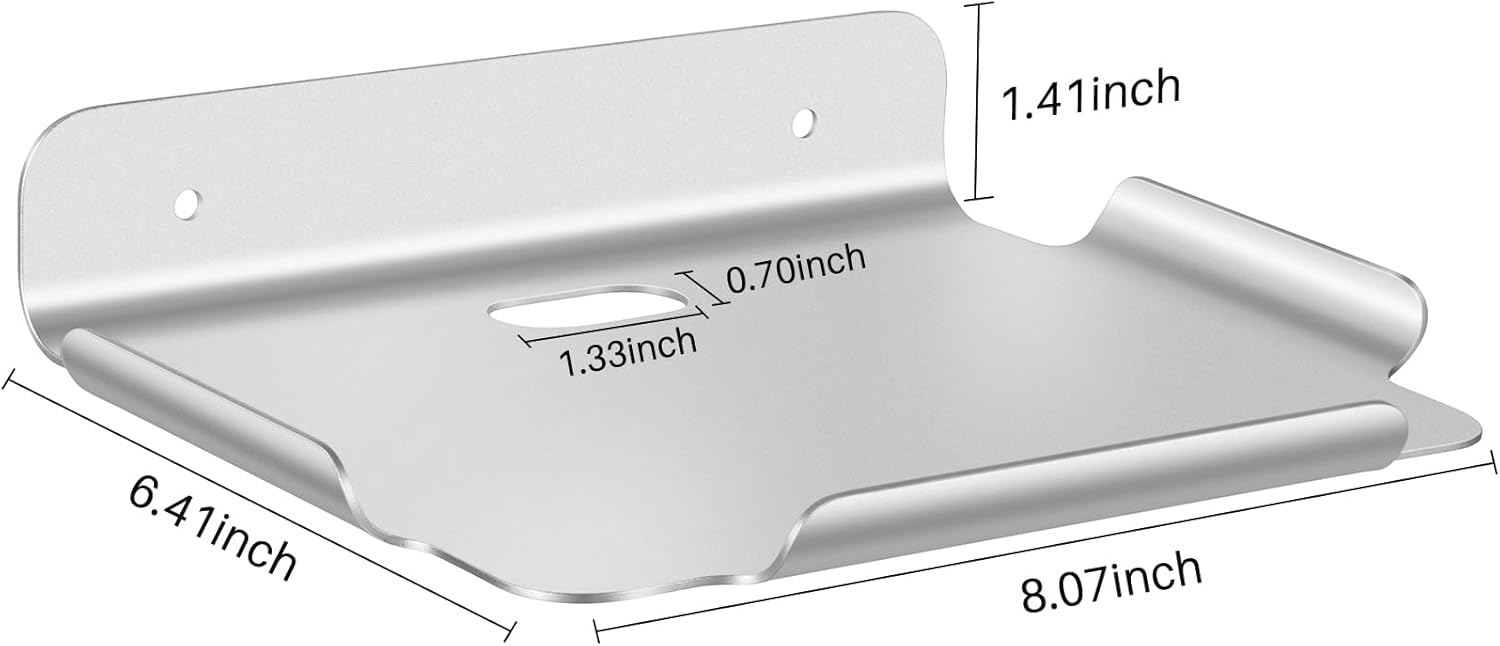 8x64 Floating Metal Wall Shelf for Smart Home Devices - Silver