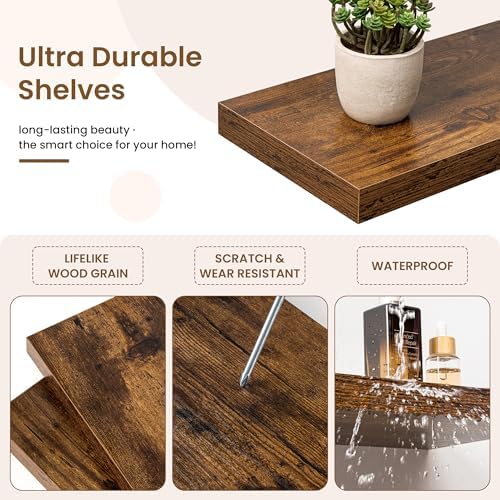 Marsmiles 30 Inch Floating Shelves 2 Pack Rustic Brown