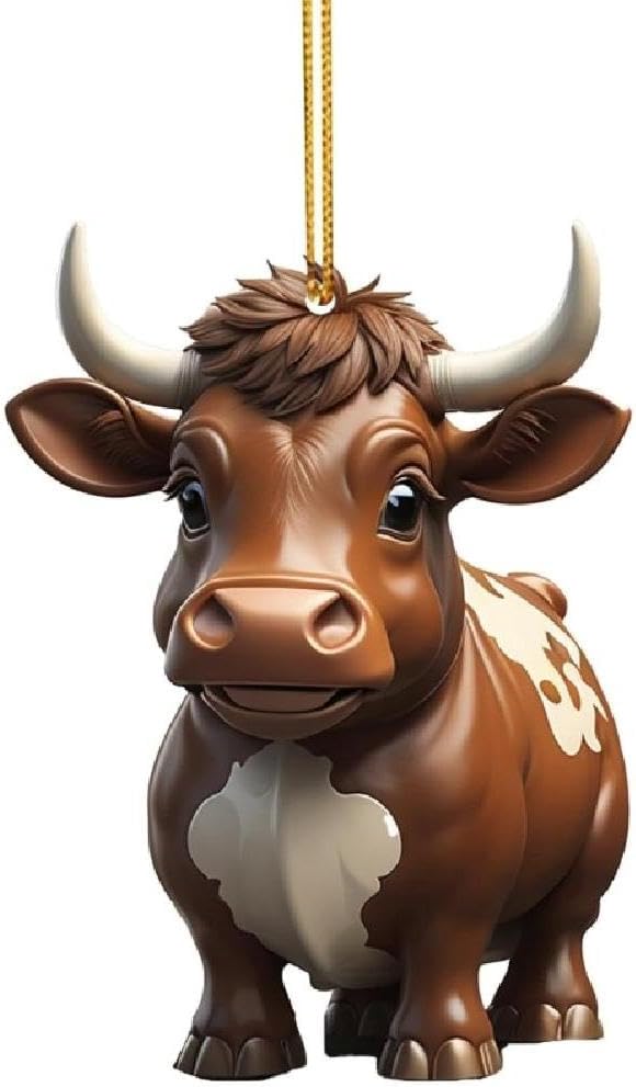 Lanema Playful 3D Cartoon Cow Car Pendant Decorations
