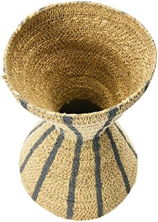 Bloomingville Hourglass Shape Seagrass Vase with Stripes