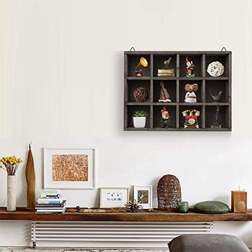 Flexzion 12-Compartment Floating Wooden Shelf