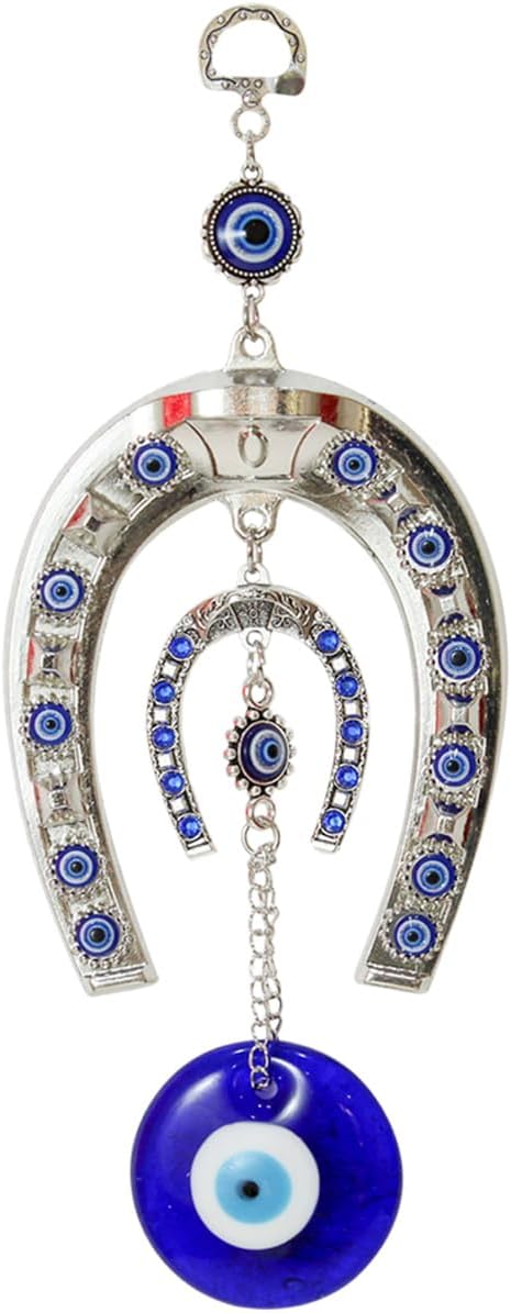 Tied Ribbons Evil Eye Hanging Ornament Set - 2 Pcs 10 Inch Metal