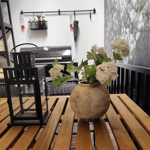 Rustic Ribbed Vase - 63 Inch Ceramic Farmhouse Decor