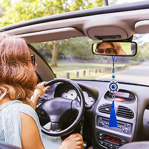 Hicarer Blue Resin Evil Eye Car Hanging Ornament Set