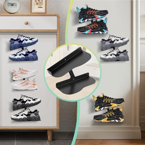 Floating Shoe Shelf Wall Mount Black H-Shape Design