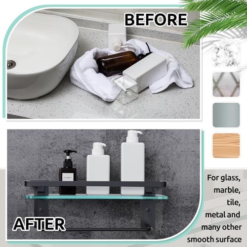 Suzile 2 Pack Floating Bathroom Shelves with Towel Bar