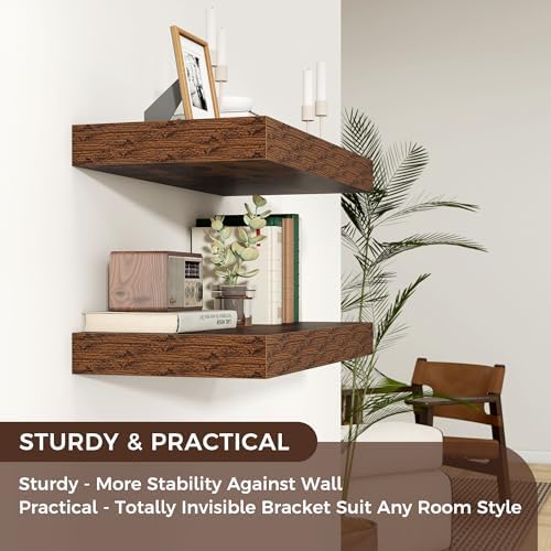 Venusmiles 36 Inch Wide Floating Wall Shelf - Brown