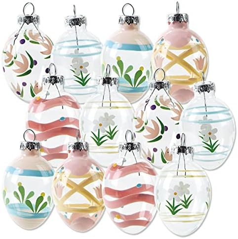 Lillian Vernon Hand Painted Blown Glass Easter Ornaments - 12 Piece Assorted Set