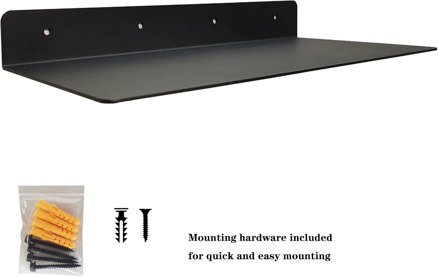 Heavy Duty Black Linear Metal Wall Shelf for Modern Living Room