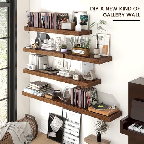 Venusmiles 36 Inch Wide Floating Wall Shelf - Brown