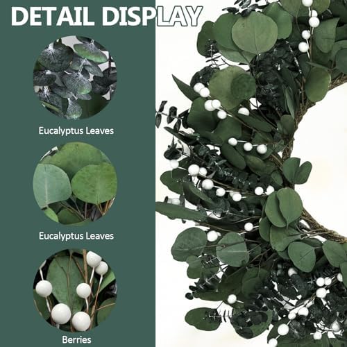 24 Inch Preserved Eucalyptus Wreath Green Decor