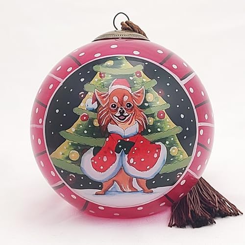 OKEA Corgi Dog Red Glass Ornament