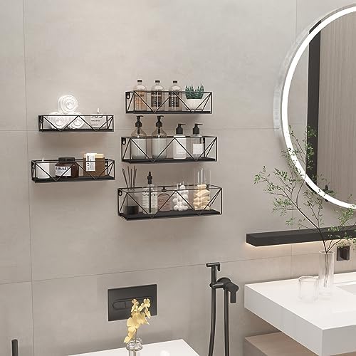 CRUGLA Black Floating Shelves Wall Mounted Set of 5