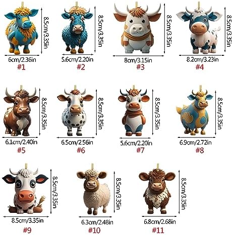 Lanema Playful 3D Cartoon Cow Car Pendant Decorations