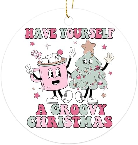 Have Yourself A Groovy Christmas Ornament 3 Inch Round PVC