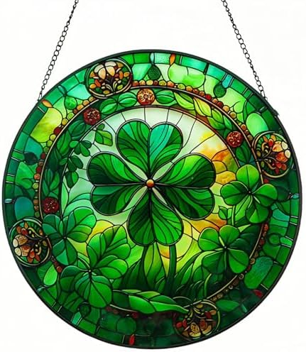 10 Piece Stained Glass Shamrock Sun Catcher Decor