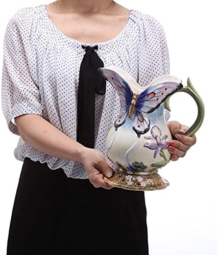 Large Ceramic Water Pitcher Flower Vase 9 Inches