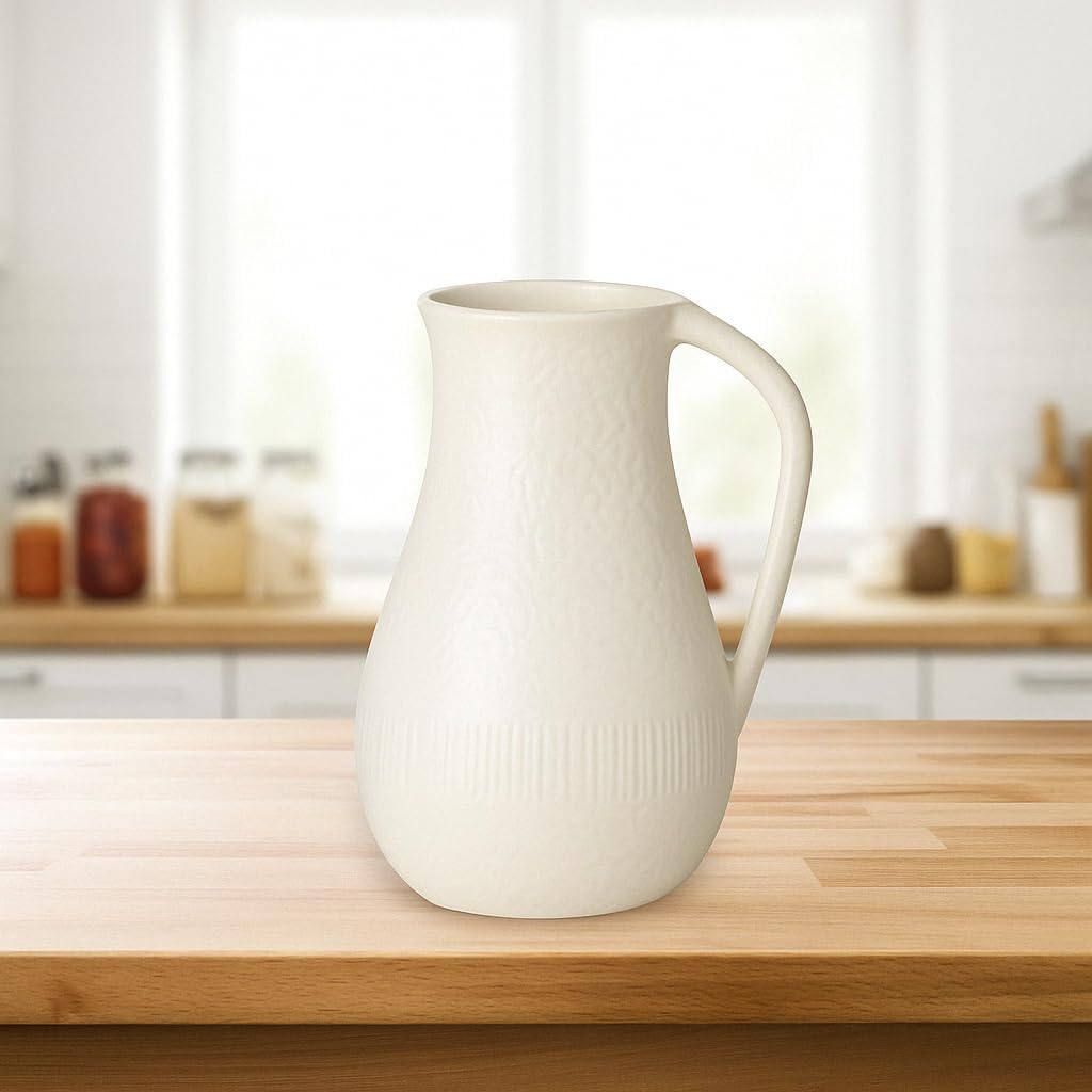 Sullivans Ceramic Vase White Pitcher with Handle 10 Inch