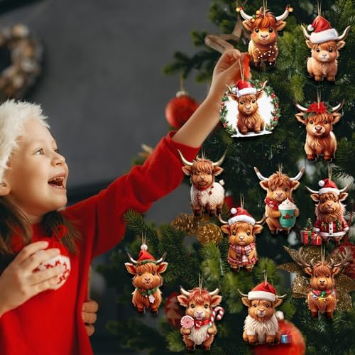 Wenqik 36 Pcs Wooden Christmas Cow Decor Set