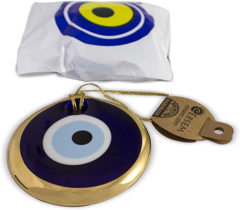 Ebsem Gold Gilt Handmade Evil Eye Glass Charm