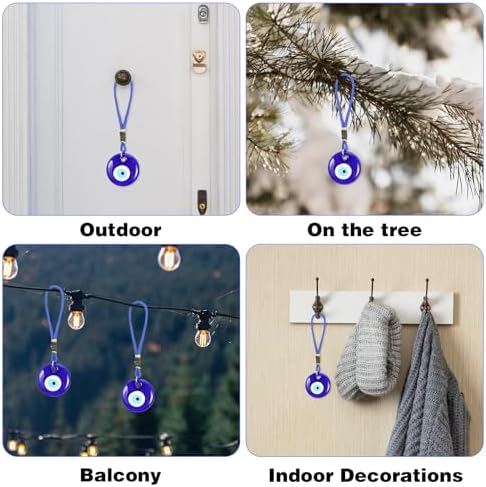 4 Pcs Blue Evil Eye Glass Hanging Pendant for Good Luck Protection