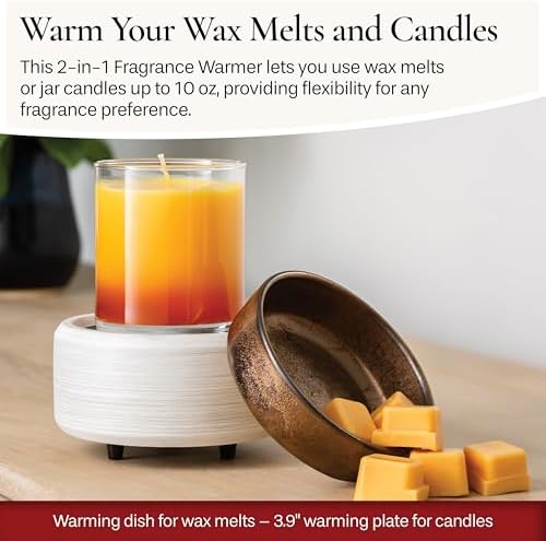 2-In-1 Candle and Fragrance Warmer with Whitewashed Bronze