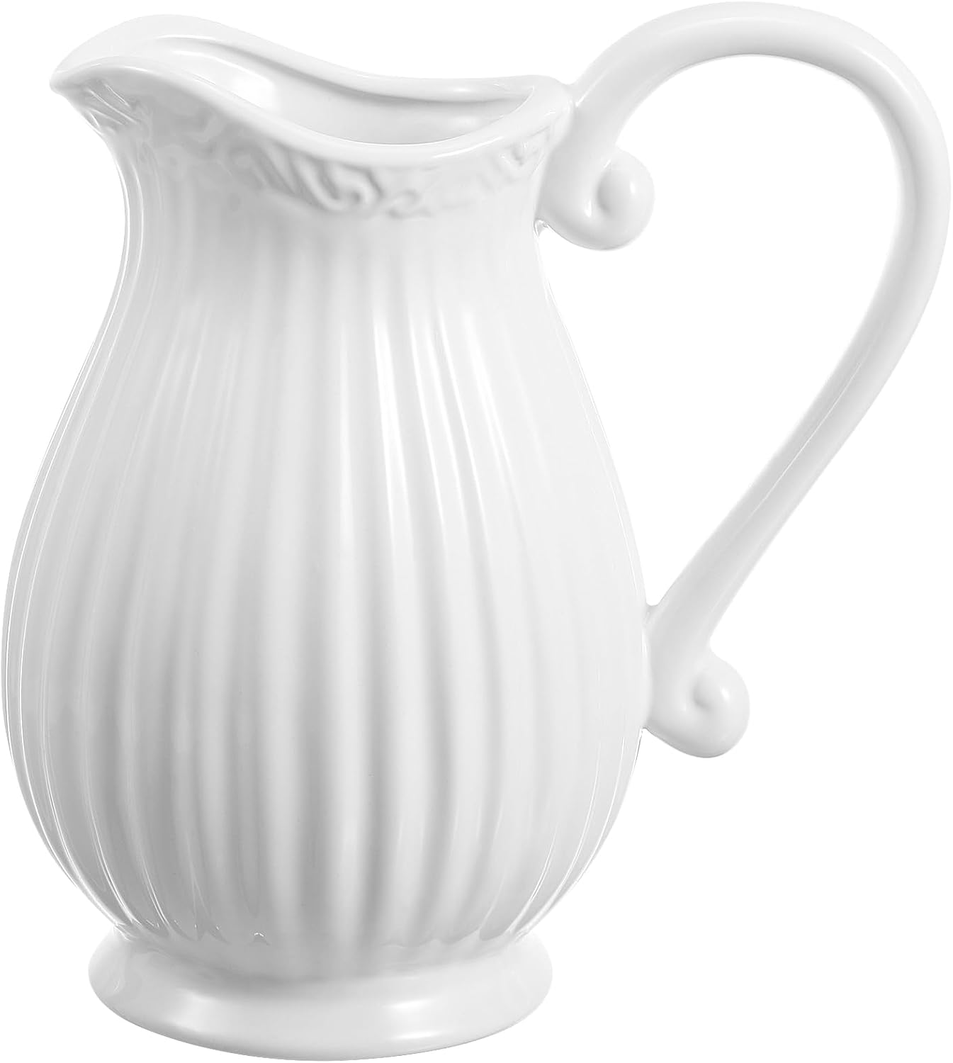 Alipis White Ceramic Pitcher Vase with Handle