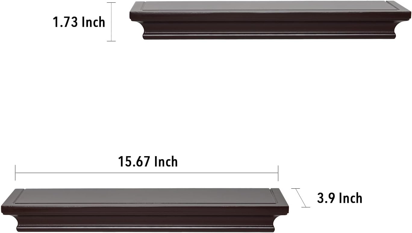 AHDECOR Floating Shelves Set of 2 Espresso Brown