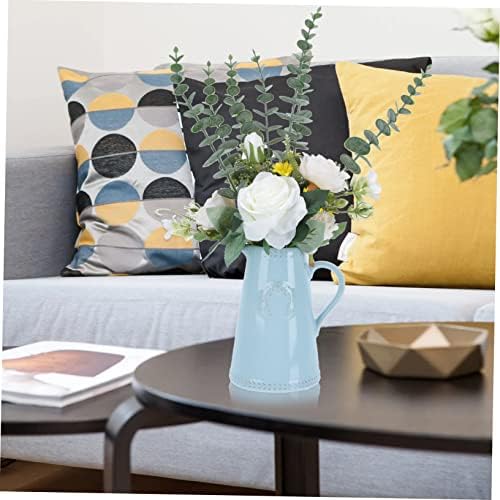 1 Pc Chic Blue Ceramic Flower Vase Elegant Home Decor