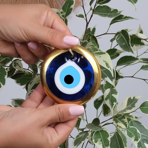 BCS Blue-Gold Evil Eye Wall Hanging Ornament